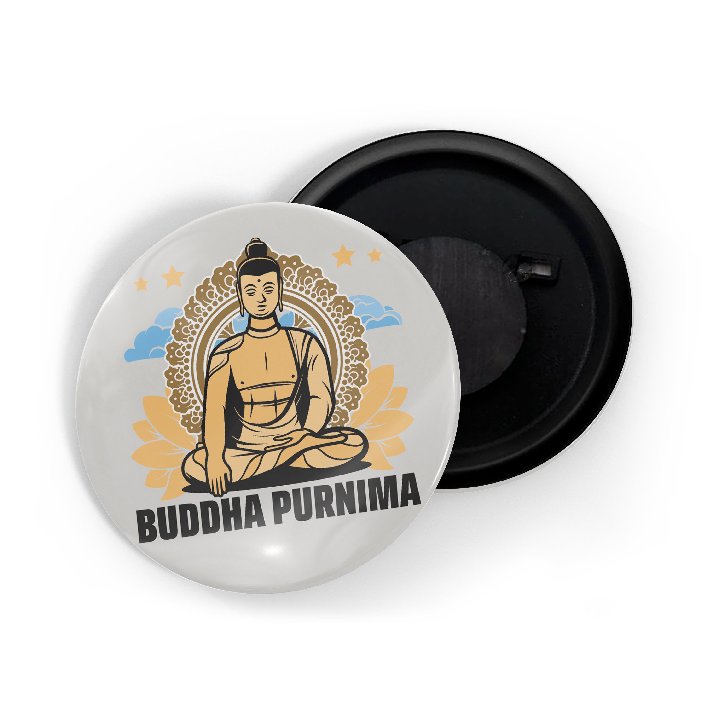 dhcrafts Fridge Magnet Multicolor Buddha Purnima Glossy Finish Design Pack of 1 (58mm)